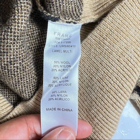 FRAME Womens Small Petite Cheetah Leopard Wool Blend Sweater Brown Tan - Picture 6 of 10